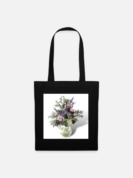 Stillleben in Öl Blumenstrauß Blumenvase Vintage - Stoffbeutel - Schwarz