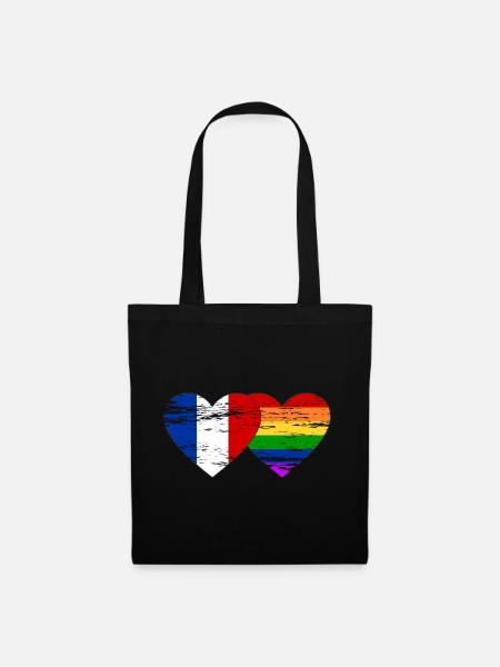 Frankreich Regenbogen Flagge used - Stoffbeutel - Schwarz