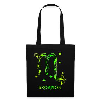 Sternzeichen Skorpion Neon-Grün - Stoffbeutel - Schwarz - Vorne