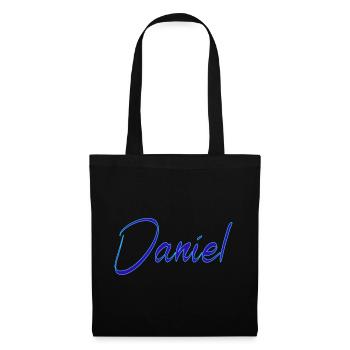 Daniel Signatur Blau Script - Stoffbeutel - Schwarz - Vorne