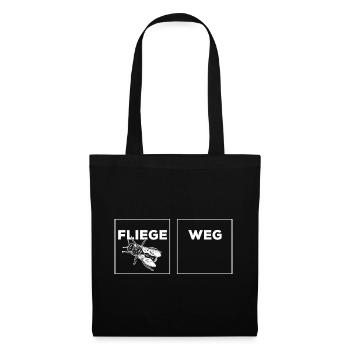 Fliege weg weiß - Stoffbeutel - Schwarz - Vorne