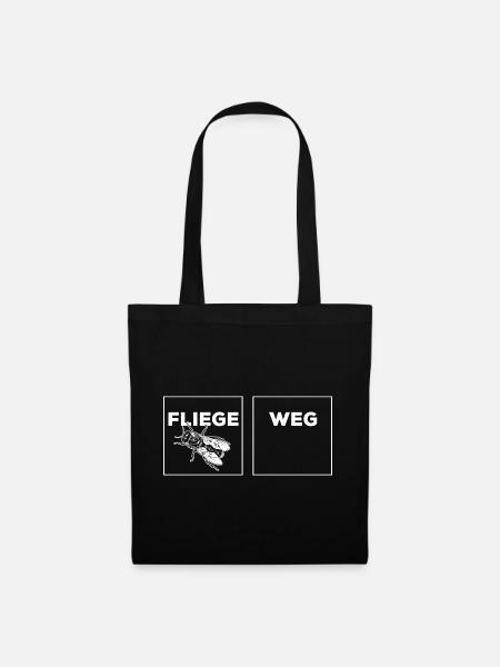 Fliege weg weiß - Stoffbeutel - Schwarz