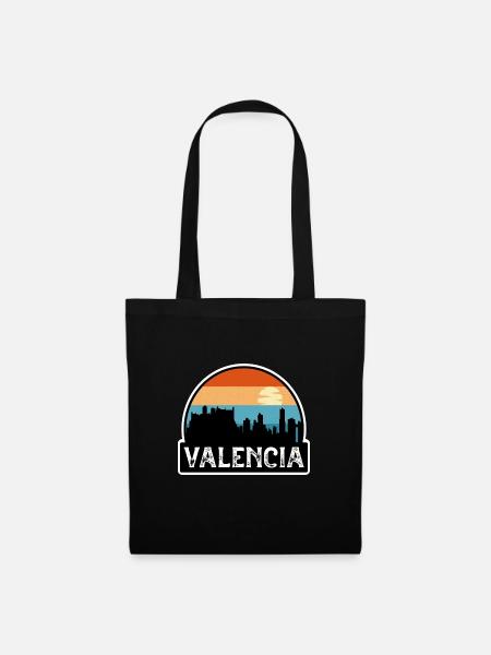 Valencia Spanien Flagge Skyline Reisesouvenir - Stoffbeutel - Schwarz