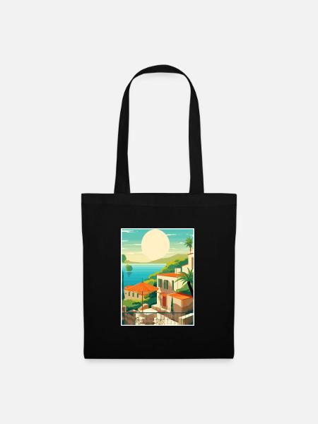 Capri Italien Dekoration Vintage Reiseposter WPA - Stoffbeutel - Schwarz