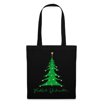 Fröhliche Weihnachten Weihnachtsbaum - Stoffbeutel - Schwarz - Vorne