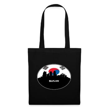 Busan Südkorea Flagge Skyline Silhouette Reisen - Stoffbeutel - Schwarz - Vorne