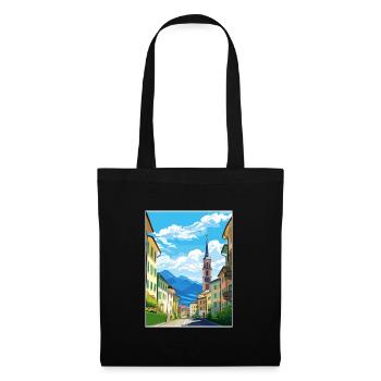 Bozen Italien Vintage Reiseposter WPA Souvenir - Stoffbeutel - Schwarz - Vorne