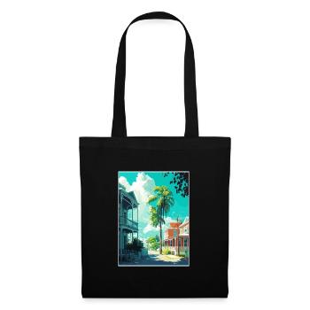 Key West Florida Vintage Reiseposter Souvenir - Stoffbeutel - Schwarz - Vorne
