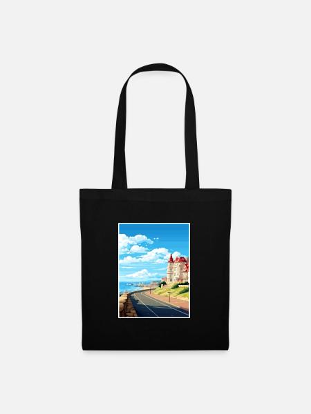 Biarritz Frankreich Vintage Reiseplakat WPA Souvenir - Stoffbeutel - Schwarz