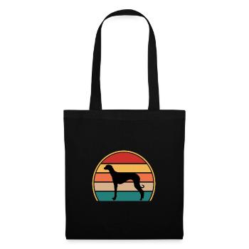 Alte kroatische Windhundhund-Silhouette Retro-Sonne - Stoffbeutel - Schwarz - Vorne