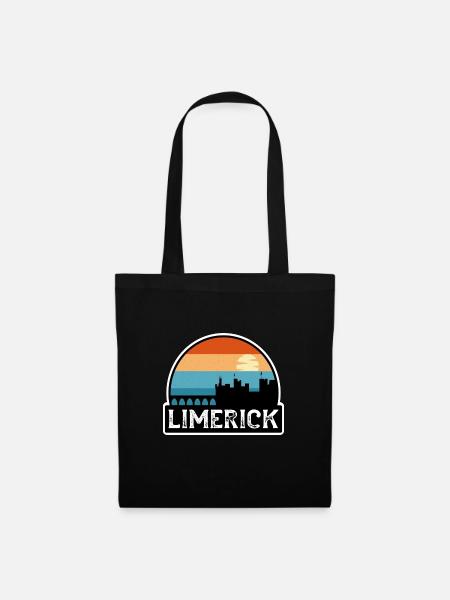Limerick Irland Flagge Skyline Reisesouvenir - Stoffbeutel - Schwarz