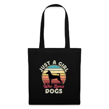 Decker Rat Terrier Hund Silhouette Retro Sonnenuntergang - Stoffbeutel - Schwarz - Vorne