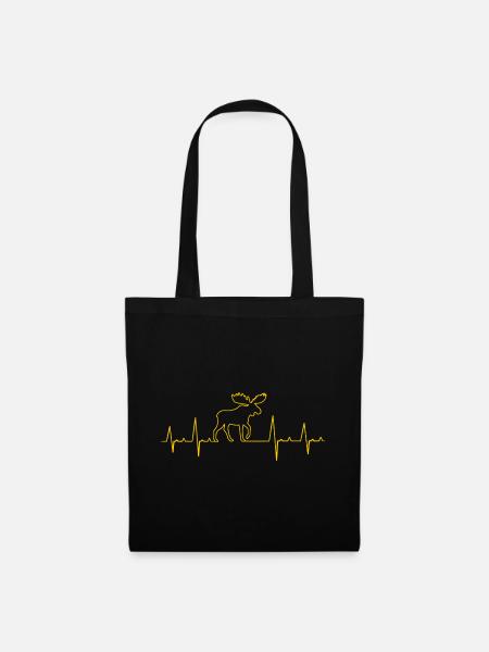 Heartbeat Elch - Stoffbeutel - Schwarz