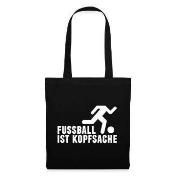 Fußball ist Kopfsache weiß - Stoffbeutel - Schwarz - Vorne