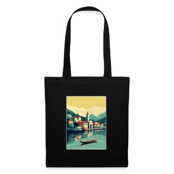 Comer See Italien Dekoration Vintage Reiseposter - Stoffbeutel - Schwarz - Vorne