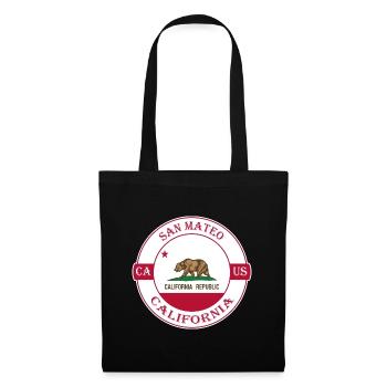 San Mateo California Flagge USA Souvenir Abzeichen - Stoffbeutel - Schwarz - Vorne