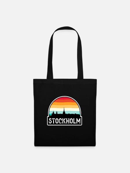 Stockholm Schweden Flagge Skyline Reisesouvenir - Stoffbeutel - Schwarz