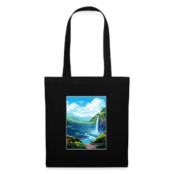 La Fortuna Wasserfall Vintage Reiseposter WPA Kunst - Stoffbeutel - Schwarz - Vorne