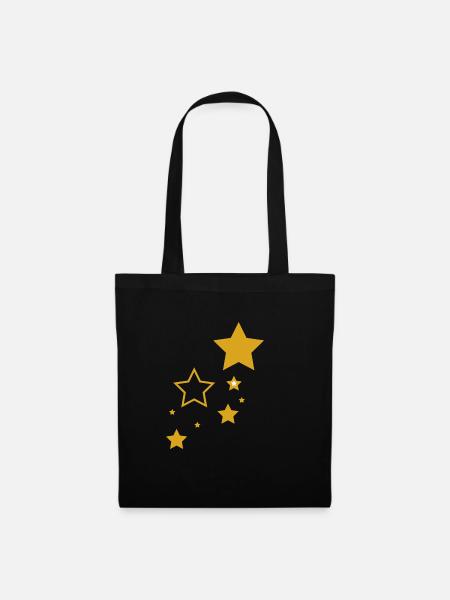 Sternenmotiv Goldene Sterne - Stoffbeutel - Schwarz