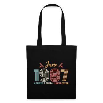 Juni 1987 Geburtstag Juni 1987 Retro Juni - Stoffbeutel - Schwarz - Vorne