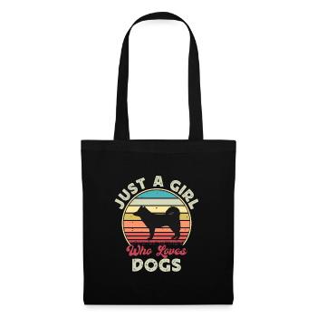 Alaskan Klee Kai Hundeliebhaber Silhouette Retro Sonnenuntergang - Stoffbeutel - Schwarz - Vorne