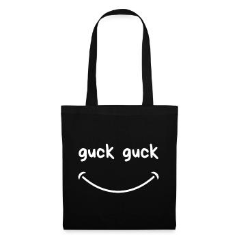 "Guck Guck" mit lächeln - Stoffbeutel - Schwarz - Vorne