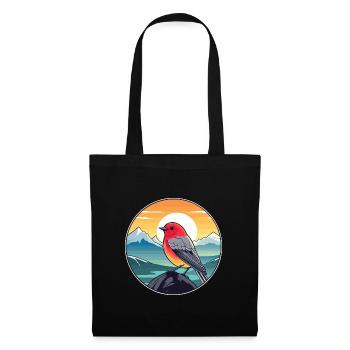 Finch Buntes Aquarell Cartoon Kawaii Tier - Stoffbeutel - Schwarz - Vorne