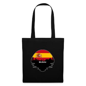 Bilbao Spanien Flagge Skyline Silhouette Reisen - Stoffbeutel - Schwarz - Vorne