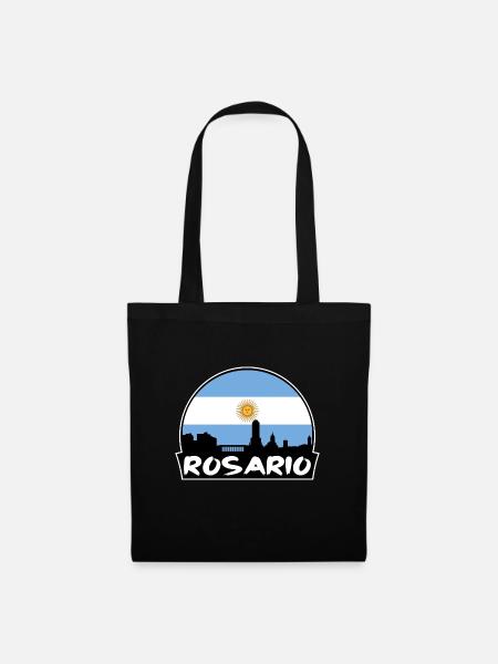 Rosario Argentinien Flagge Skyline Silhouette Reisen - Stoffbeutel - Schwarz