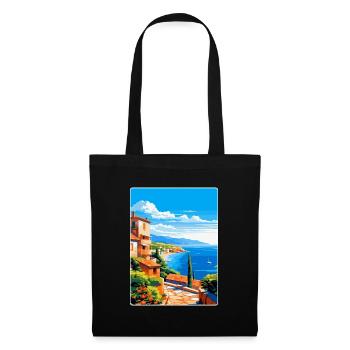 Côte d Azur Frankreich Vintage Reiseplakat Souvenir - Stoffbeutel - Schwarz - Vorne