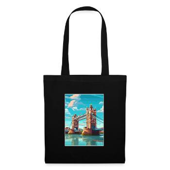 Tower Bridge England Vintage Reiseposter WPA Kunst - Stoffbeutel - Schwarz - Vorne