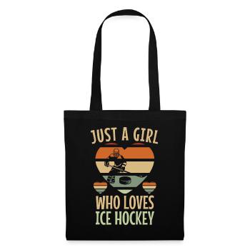 Eishockey Mädchen Vintage Liebe Eishockey - Stoffbeutel - Schwarz - Vorne