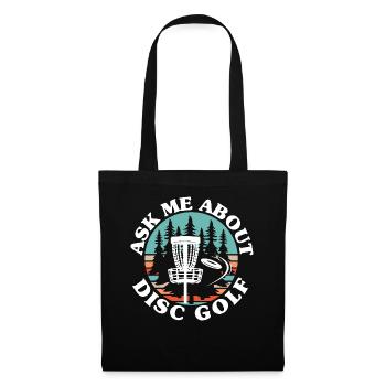 Frag mich über Disc Golf Frolf Freizeit-Werfer - Stoffbeutel - Schwarz - Vorne