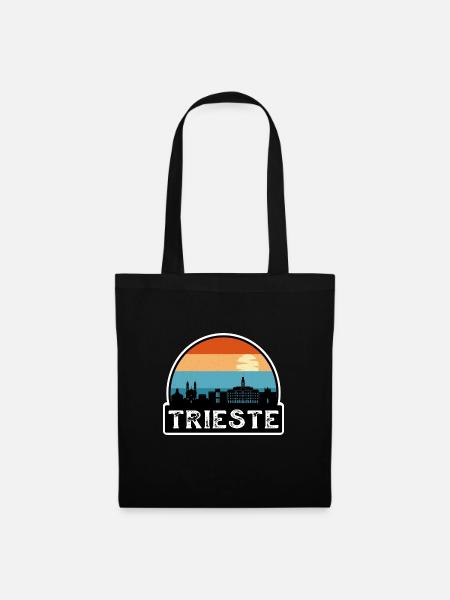 Triest Italien Flagge Skyline Reisesouvenir - Stoffbeutel - Schwarz