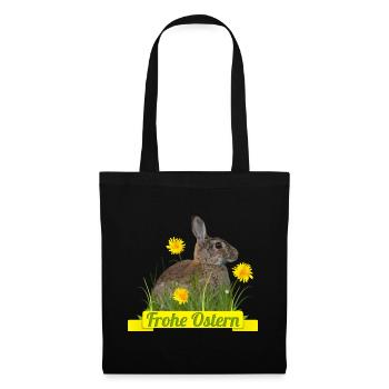 Frohe Ostern Osterhase - Stoffbeutel - Schwarz - Vorne