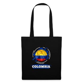 Colombia Fußball - Ball in Kolumbien Farben - Stoffbeutel - Schwarz - Vorne