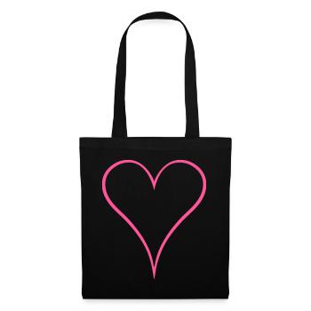 Herz Design neu Rosa - Stoffbeutel - Schwarz - Vorne