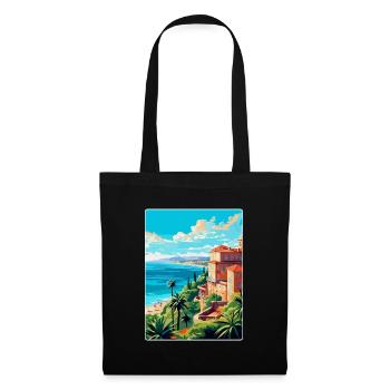 Côte d azur Frankreich Vintage Reiseplakat Souvenir - Stoffbeutel - Schwarz - Vorne