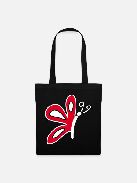 Roter Schmetterling Geschenk Damen Mädchen - Stoffbeutel - Schwarz