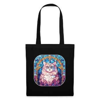 Bunte persische Katzenrasse Aquarellmalerei - Stoffbeutel - Schwarz - Vorne