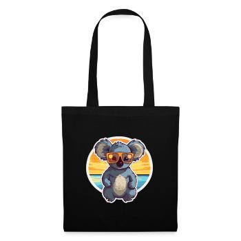 Koala Lustige Karikatur Kawaii Strand Illustration - Stoffbeutel - Schwarz - Vorne