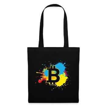 Bitcoin WasserfarbenBTC Crypto Moon - Stoffbeutel - Schwarz - Vorne