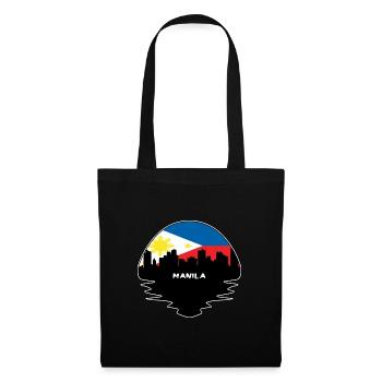 Manila Philippinen Flagge Skyline Silhouette Reisen - Stoffbeutel - Schwarz - Vorne