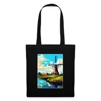 Kinderdijk Niederlande Vintage Reiseposter WPA - Stoffbeutel - Schwarz - Vorne