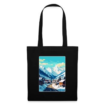 Ischgl Österreich Vintage Reiseplakat Souvenir WPA - Stoffbeutel - Schwarz - Vorne