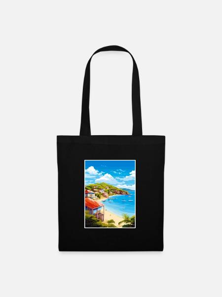 Antigua und Barbuda Karibik Reiseplakat - Stoffbeutel - Schwarz