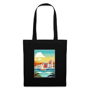 San Juan Karibik Vintage Reiseposter Souvenir - Stoffbeutel - Schwarz - Vorne