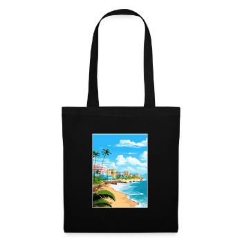 San Juan Karibik Vintage Reiseposter Souvenir - Stoffbeutel - Schwarz - Vorne