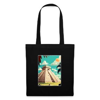 Chichen Itza Dekoration Vintage Reiseposter WPA - Stoffbeutel - Schwarz - Vorne