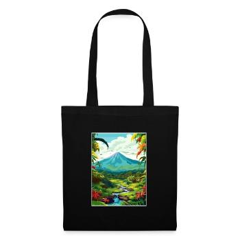 Costa Rica Vulkan Arenal Karibik Reiseposter - Stoffbeutel - Schwarz - Vorne